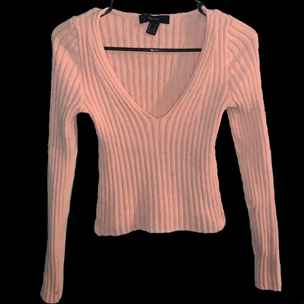Pink Ribbed Knit Long Sleeve